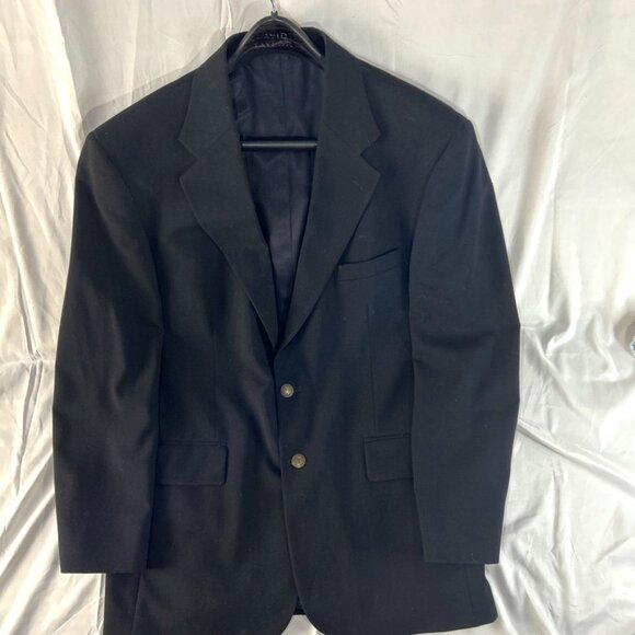 Oscar De La Renta Men's Blazer Sport Coat Black size 43R 100% Wool